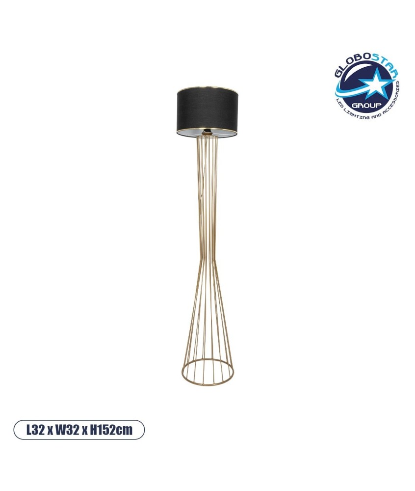 GLOBOSTAR® NOVA 201-0042 Μοντέρνο Επιδαπέδιο Φωτιστικό με Ντουί 1 x E27 AC 220-240V IP20 - Χρυσό & Μαύρο - Μ32 x Π32 x Υ152cm